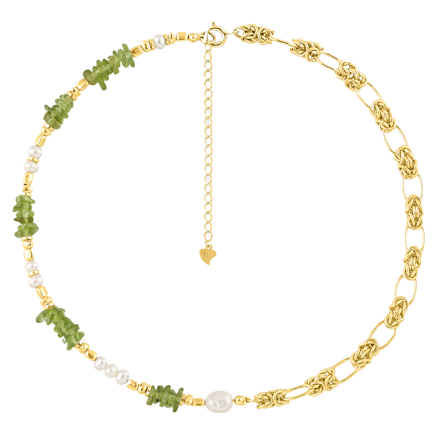 Natural Pearl Peridot Sweet Patchwork Necklace
