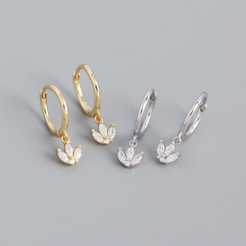 CZ Flowers  Hoop Earrings