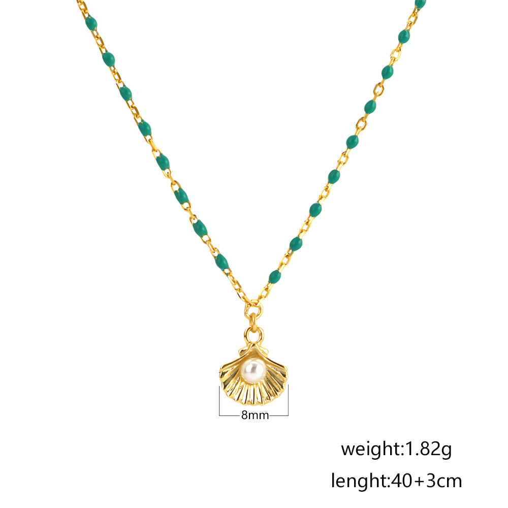 Round Natural Pearl Shell Necklace