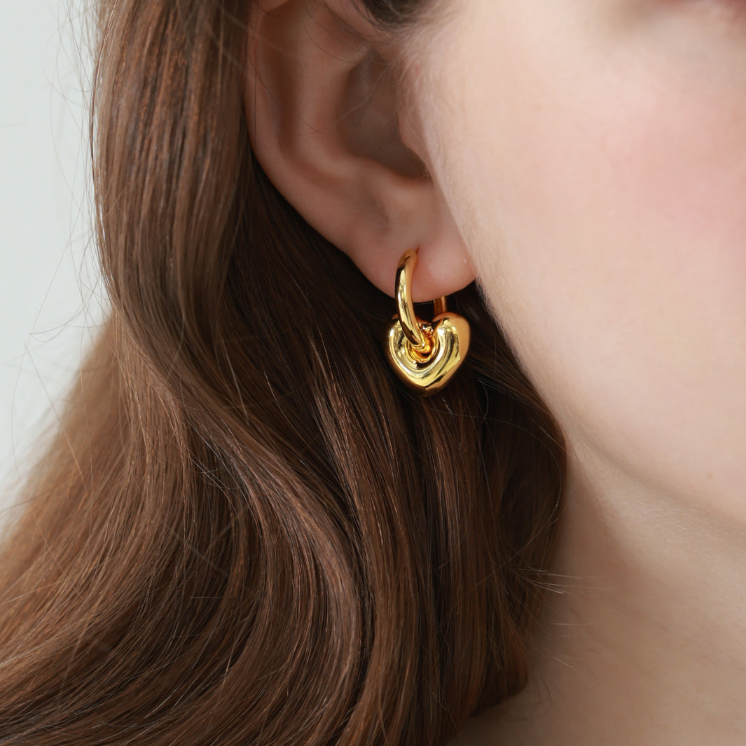 Hollow Love Heart Electroforming Star Hoop Earrings