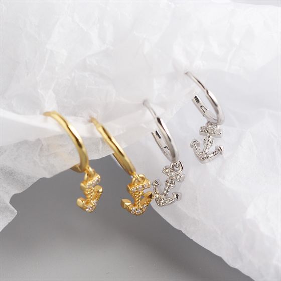 Geometry Ship's Anchor Hoop Earrings