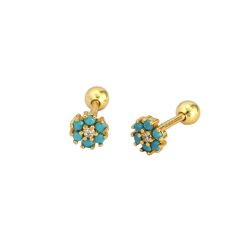 Mini Colourful Flowers Stud Earrings