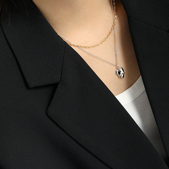 Minimalist Embrace Heart Silver Necklace