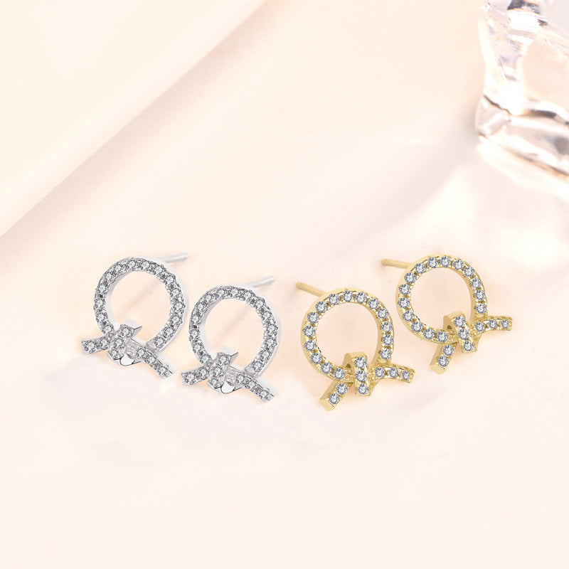 Girl Bow-Knot Circle Stud Earrings