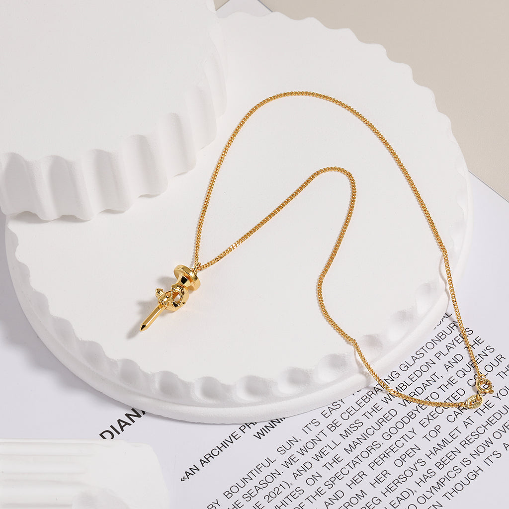 Modern Skull Head Nail Necklace