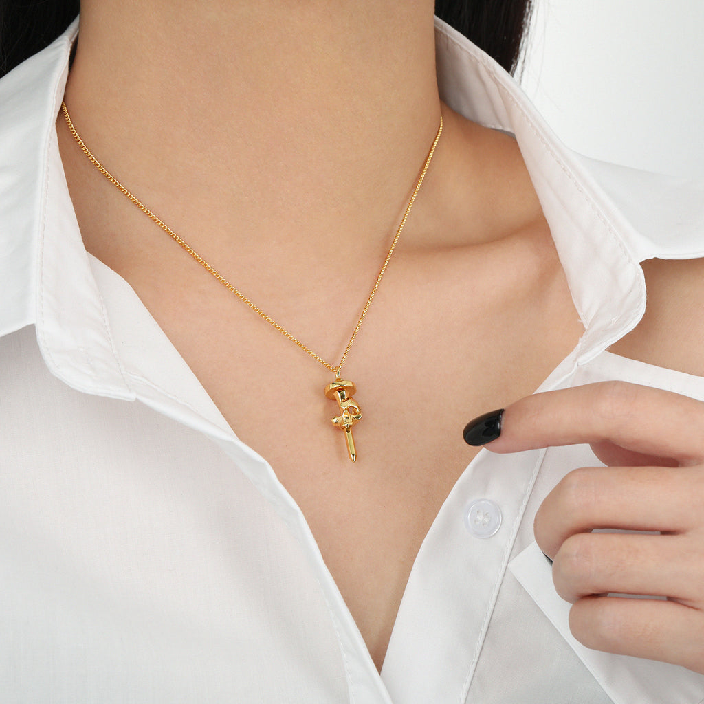Modern Skull Head Nail Necklace