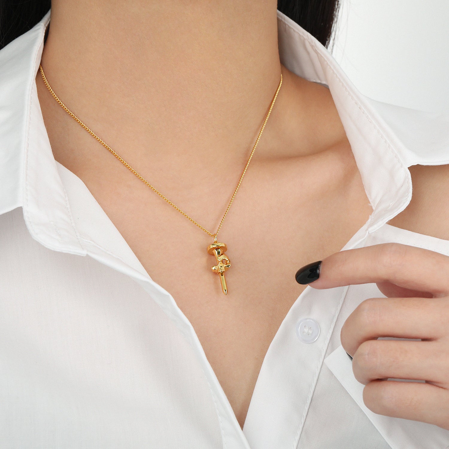 Modern Skull Head Nail Necklace