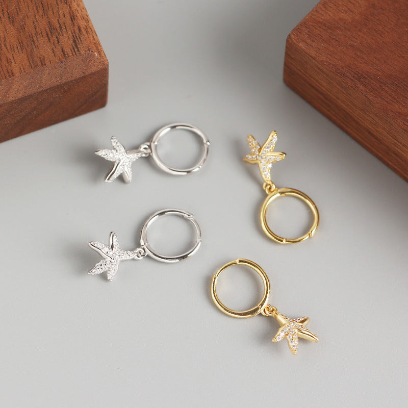 Holiday Starfish Drop Dangling Earrings