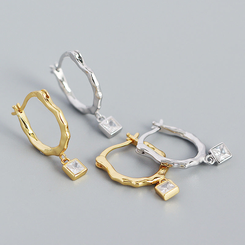 Irregular Square Geometry Hoop Earrings