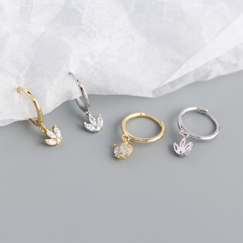 CZ Flowers  Hoop Earrings