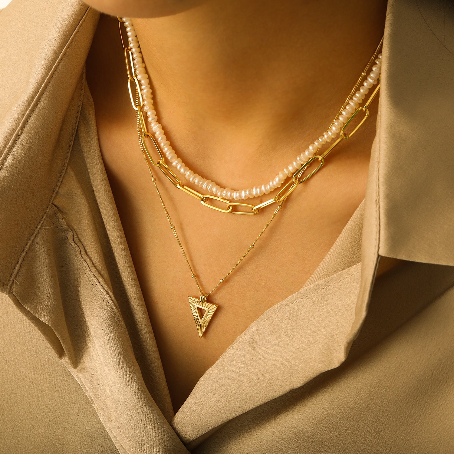 Statement Geometry Triangle Necklace