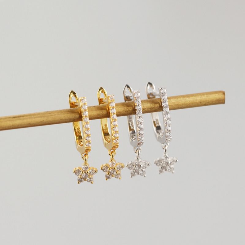 U Shape Flower Hoop Earrings