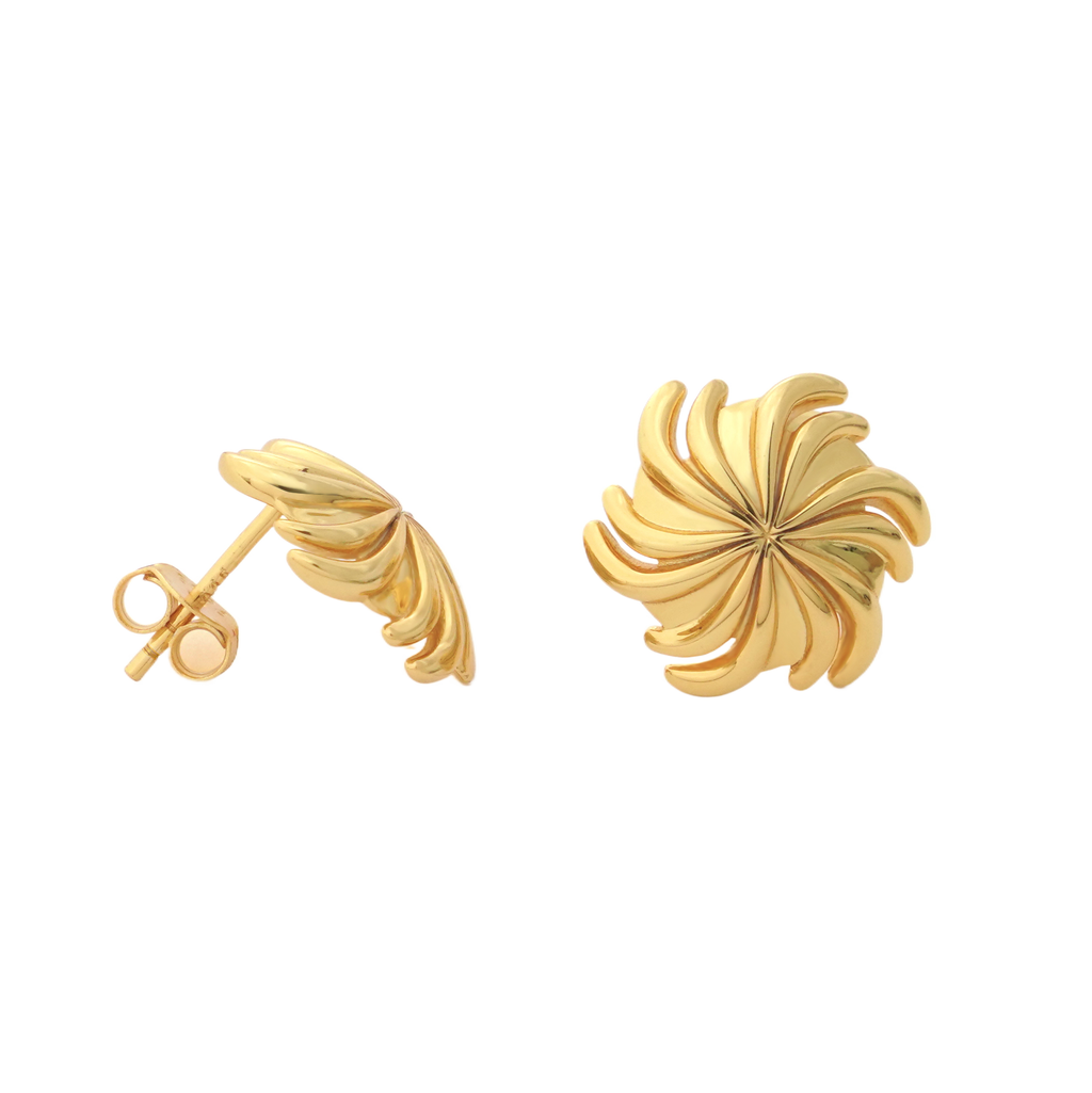 Sunny Spiral Flower Stud Earrings