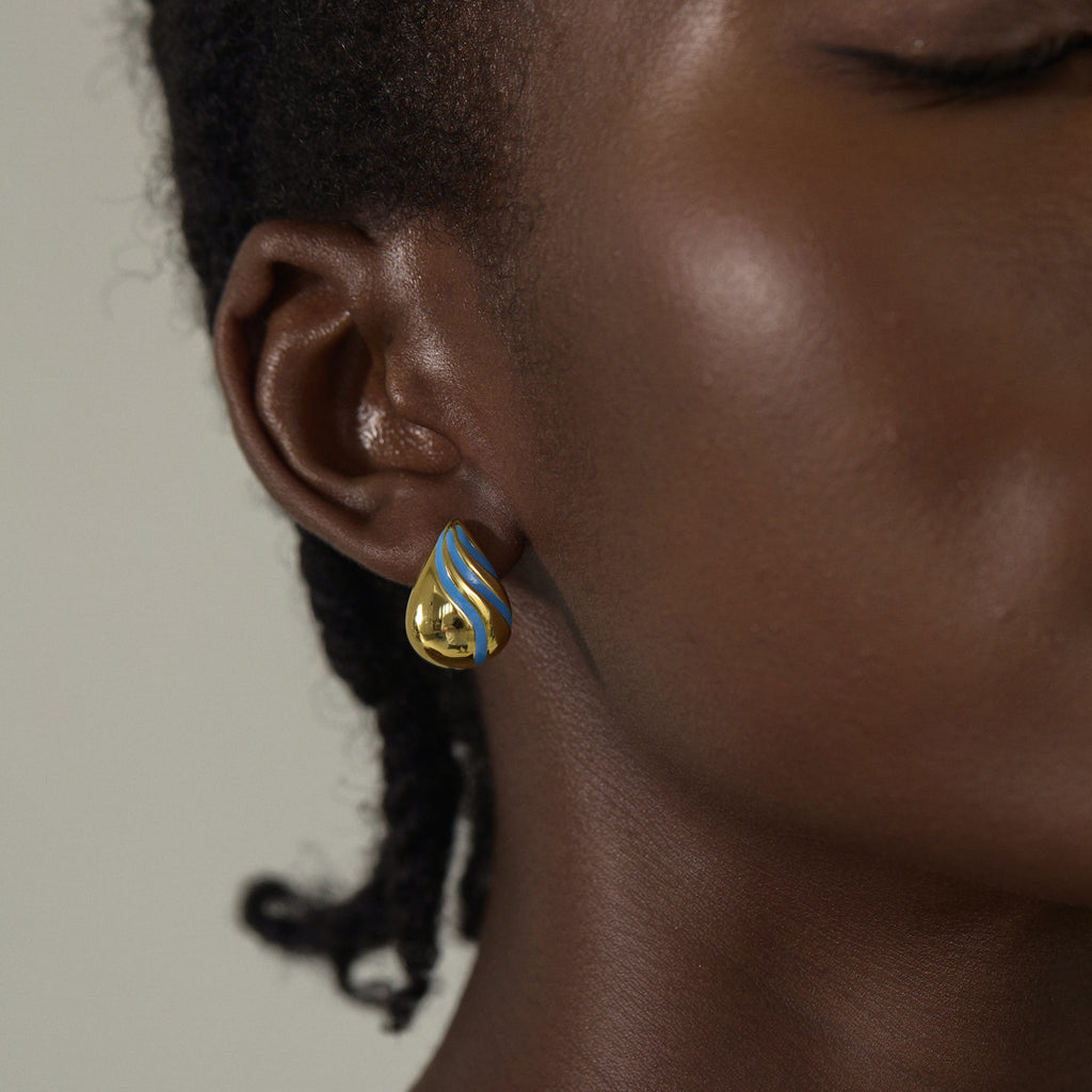 Fine Irregular Waterdrop Electroforming Lightweight Stud Earrings