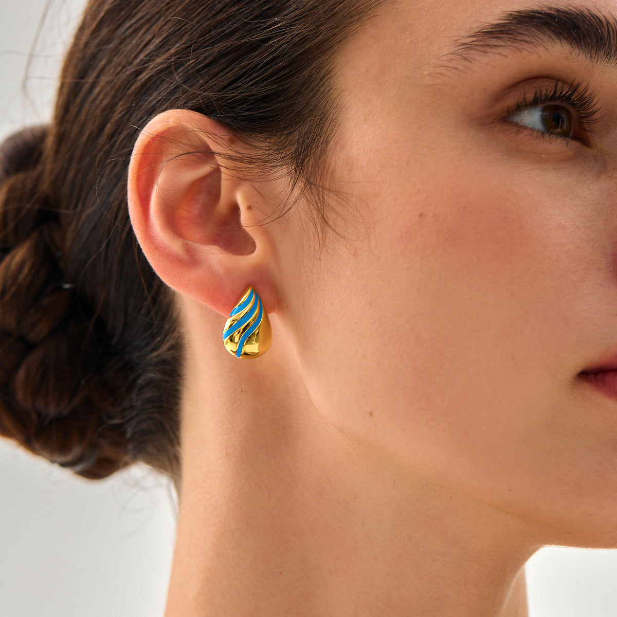 Fine Irregular Waterdrop Electroforming Lightweight Stud Earrings