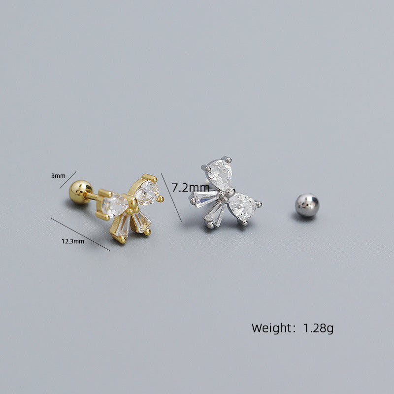 Bow-Knot 925 Screw Stud Earrings