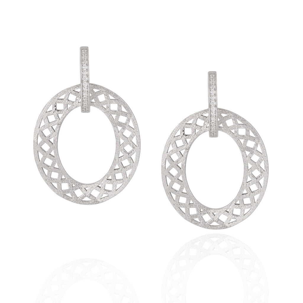 Frosted Hollow Circle Dangling Earrings