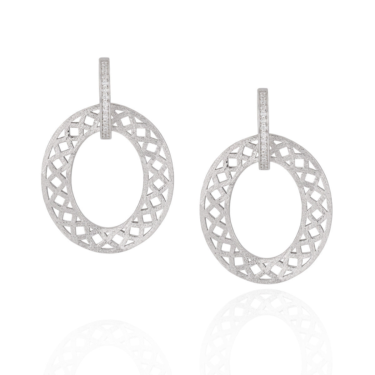 Frosted Hollow Circle Dangling Earrings