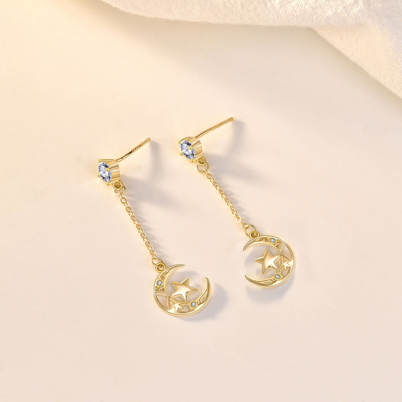Hollow Crescent Moon Dangling Earrings