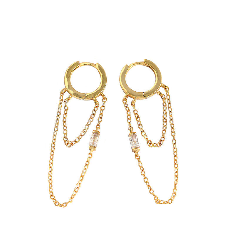Elegant Double Tassels Hoop Earrings