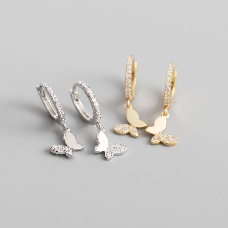 Butterfly Silver Hoop Earrings