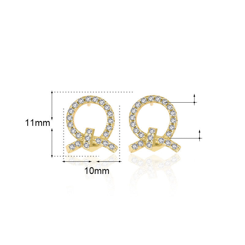 Girl Bow-Knot Circle Stud Earrings