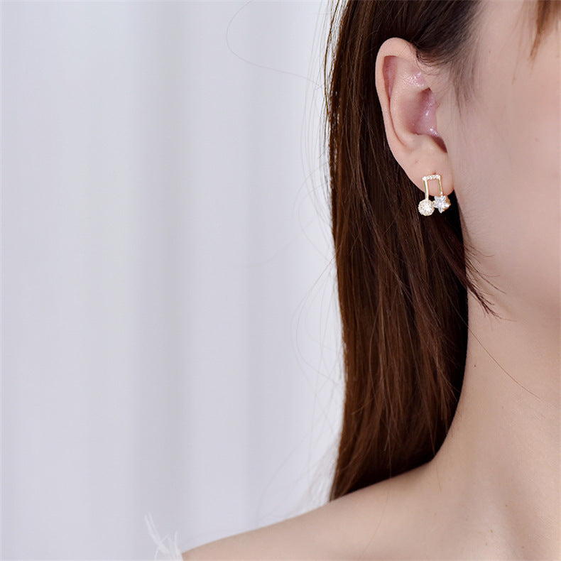 Asymmetry Music Note Stud Earrings