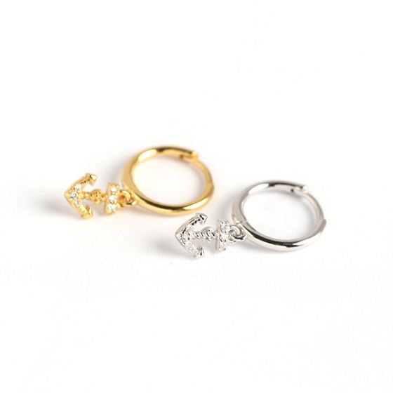 Geometry Ship's Anchor Hoop Earrings