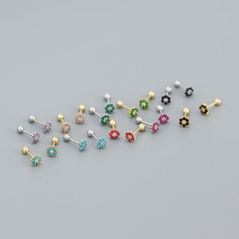 Mini Colourful Flowers Stud Earrings