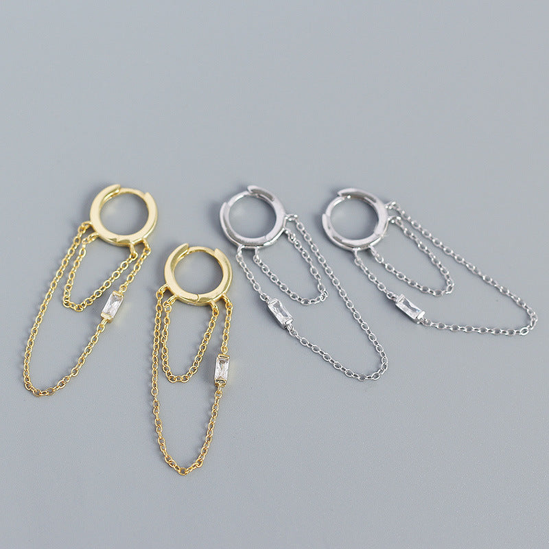 Elegant Double Tassels Hoop Earrings