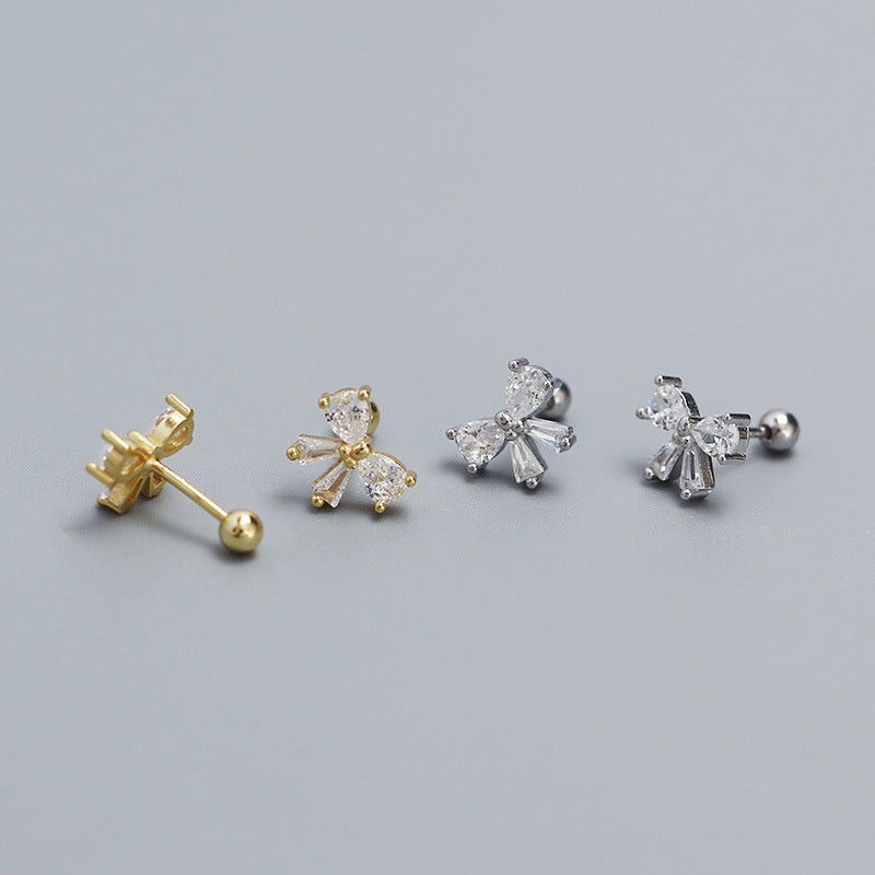 Bow-Knot 925 Screw Stud Earrings