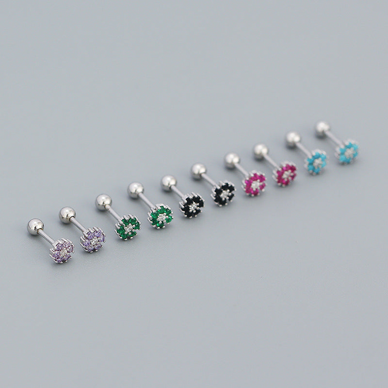 Mini Colourful Flowers Stud Earrings