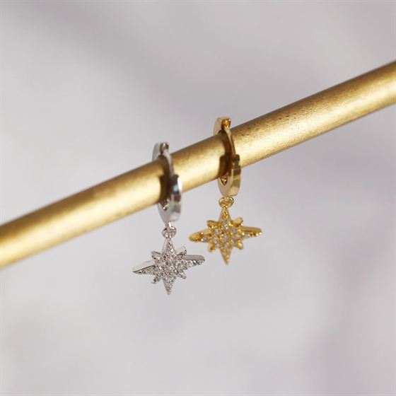 Shining CZ Stars Leverback Earrings