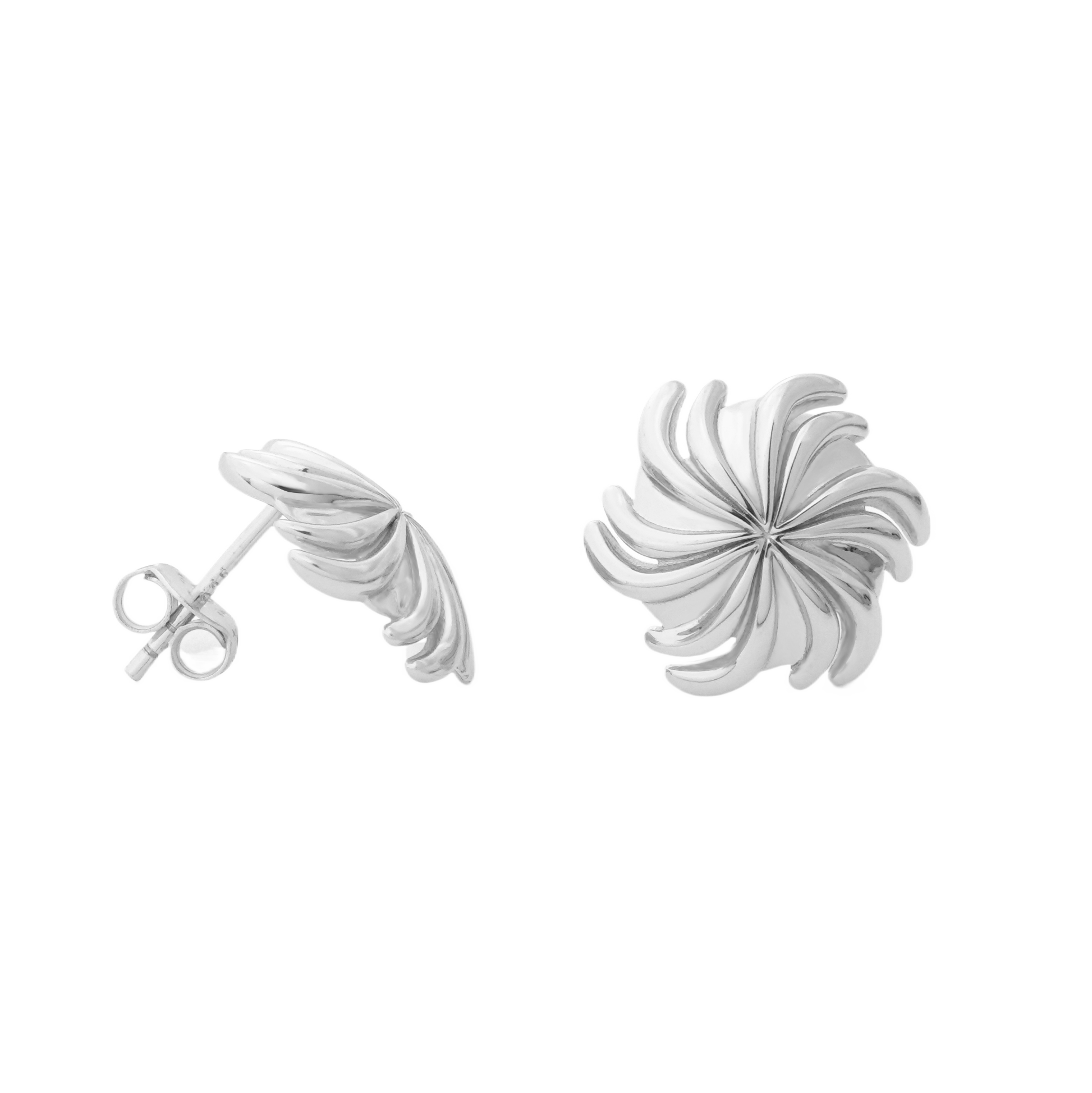 Sunny Spiral Flower Stud Earrings