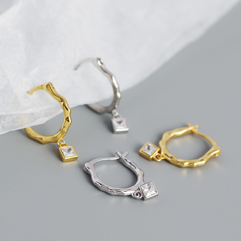 Irregular Square Geometry Hoop Earrings