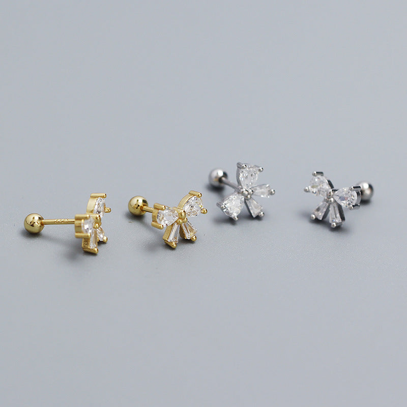 Bow-Knot 925 Screw Stud Earrings
