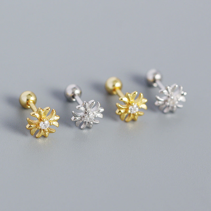 Goemetry Cross Flower Stud Earrings