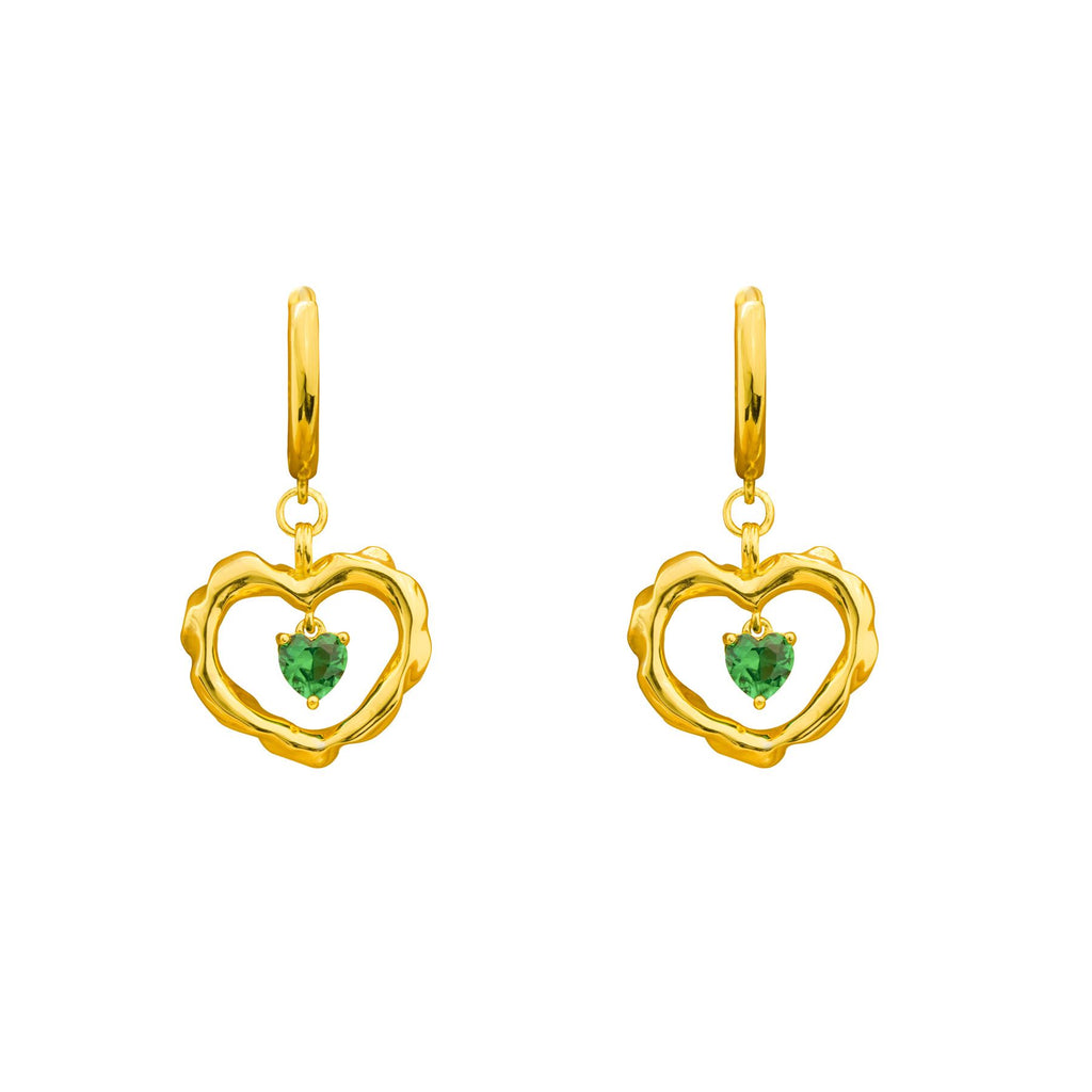 Fashion Hollow CZ Double Heart Dangling Earrings