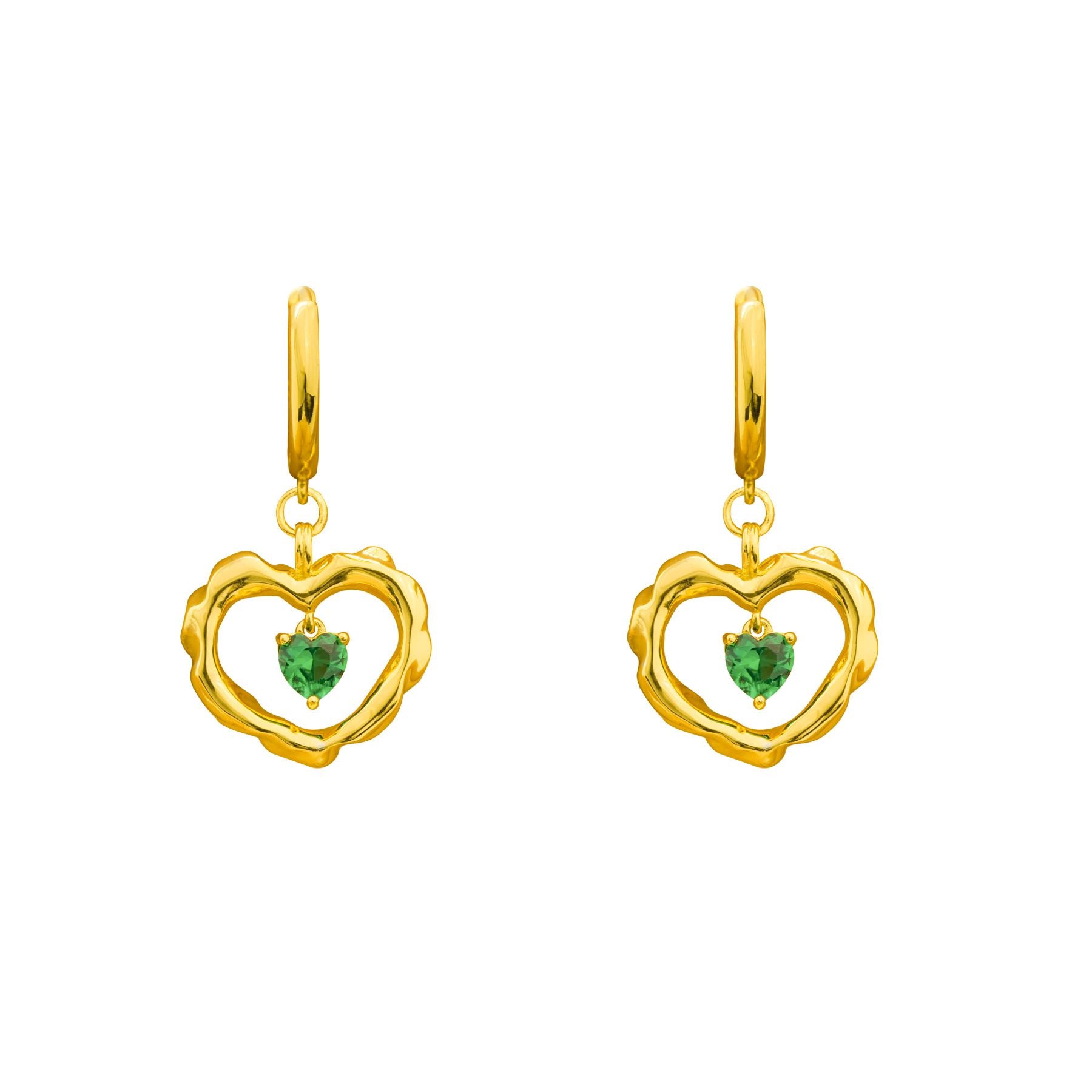 Fashion Hollow CZ Double Heart Dangling Earrings