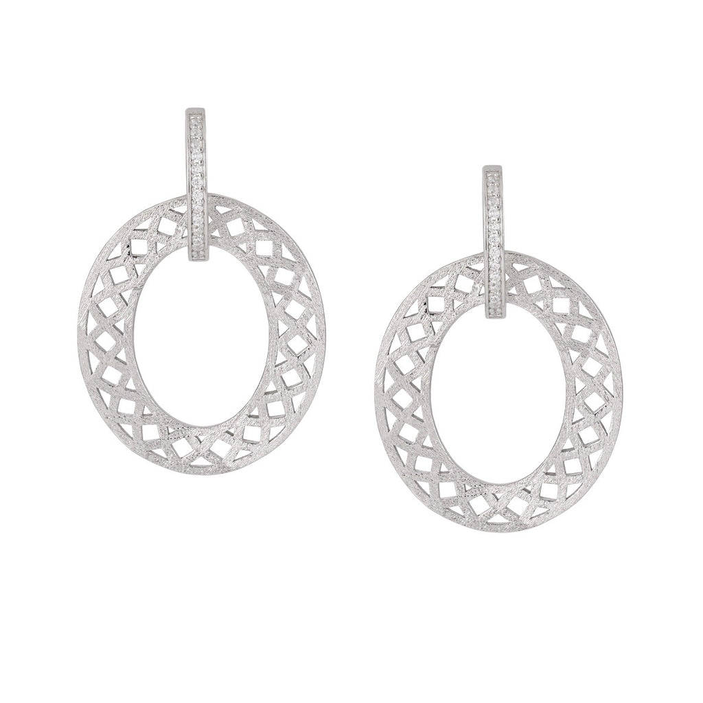 Frosted Hollow Circle Dangling Earrings