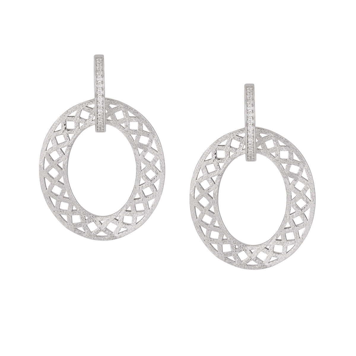 Frosted Hollow Circle Dangling Earrings