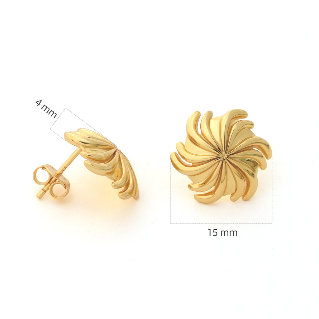 Sunny Spiral Flower Stud Earrings
