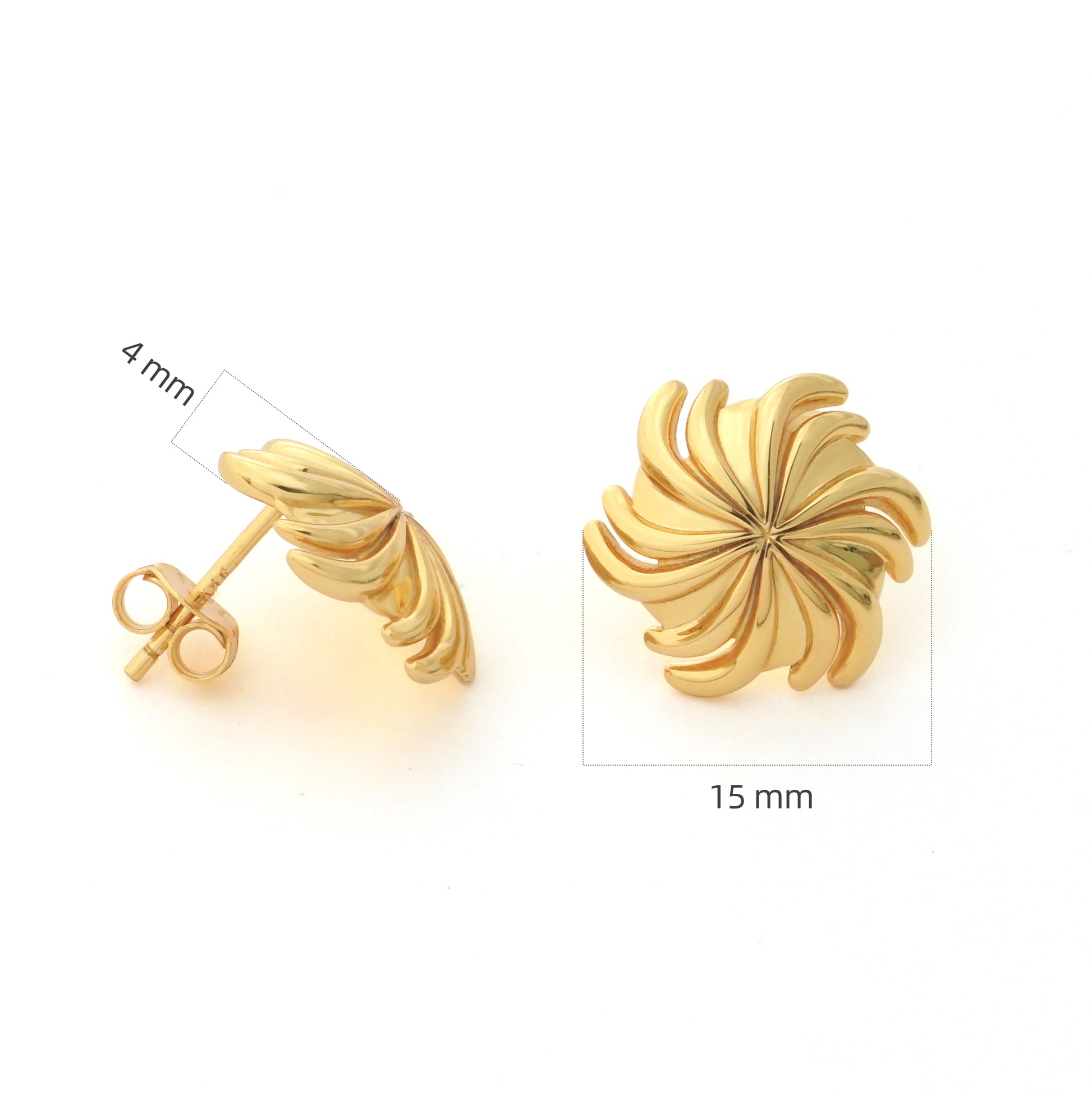 Sunny Spiral Flower Stud Earrings