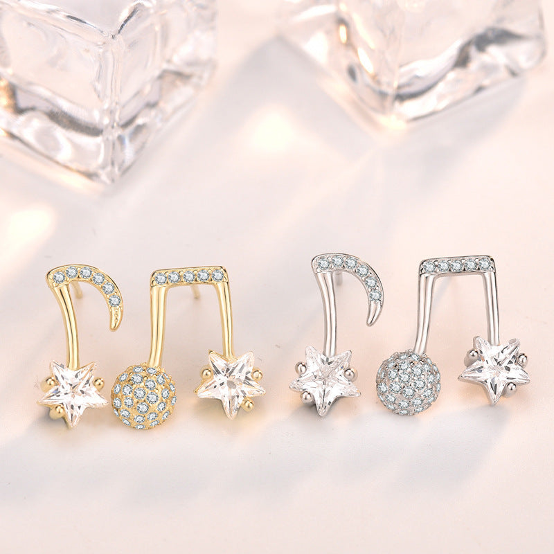 Asymmetry Music Note Stud Earrings