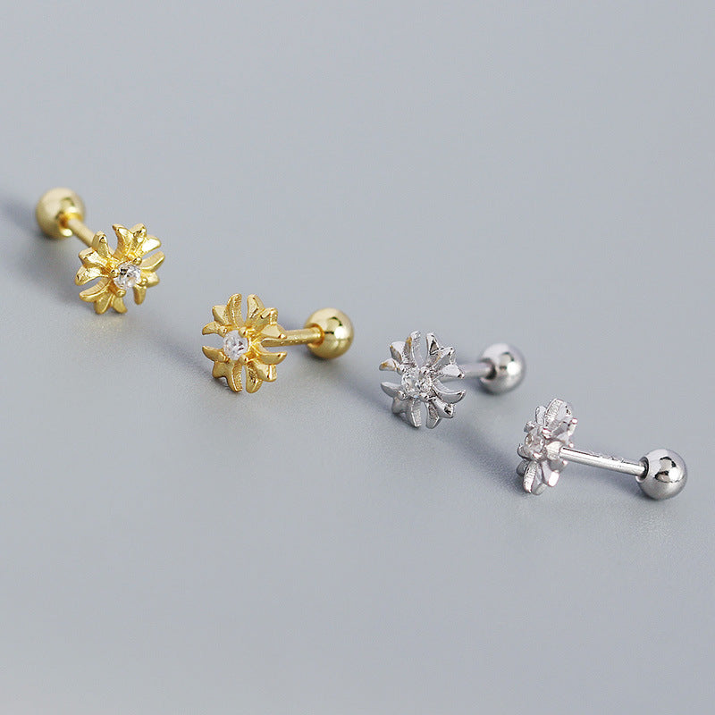 Goemetry Cross Flower Stud Earrings