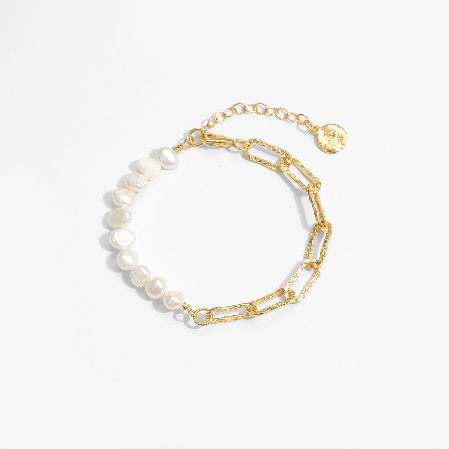 Irregular Hollow Chain Natural Pearl  Bracelet