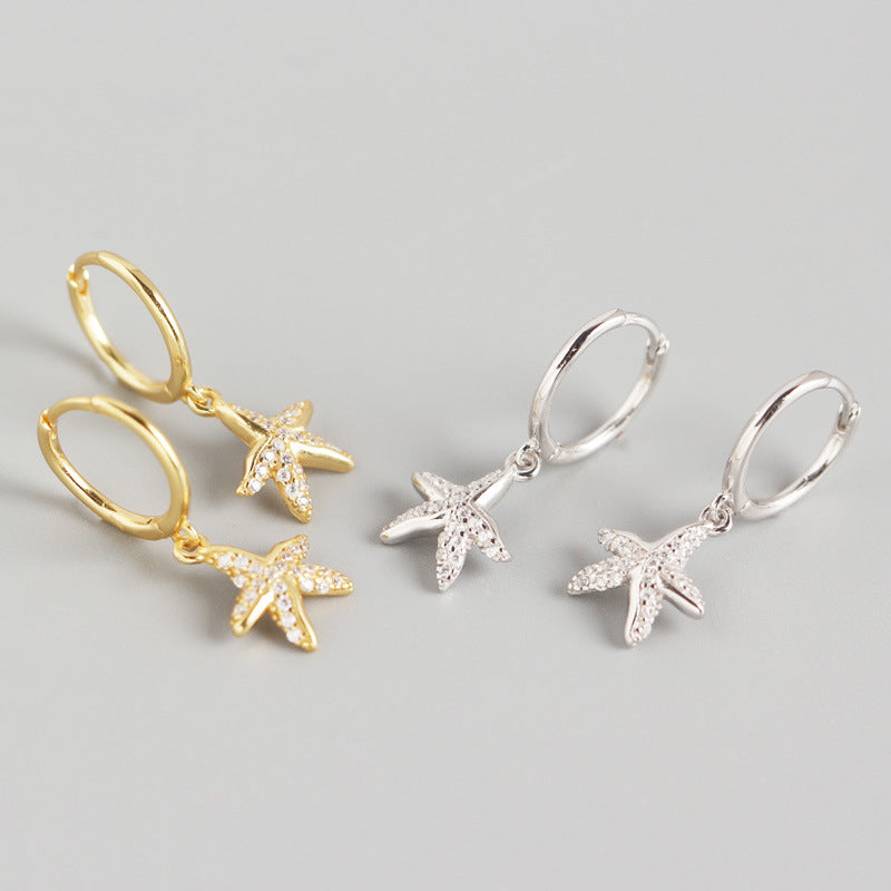 Holiday Starfish Drop Dangling Earrings